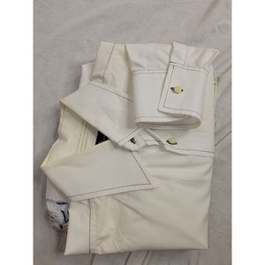 7Diamonds White Shirt with Black Stitching and Floral Embroidery M Cotton